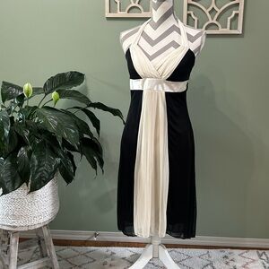 White and Tan Backless Halter Sundress for Cocktail